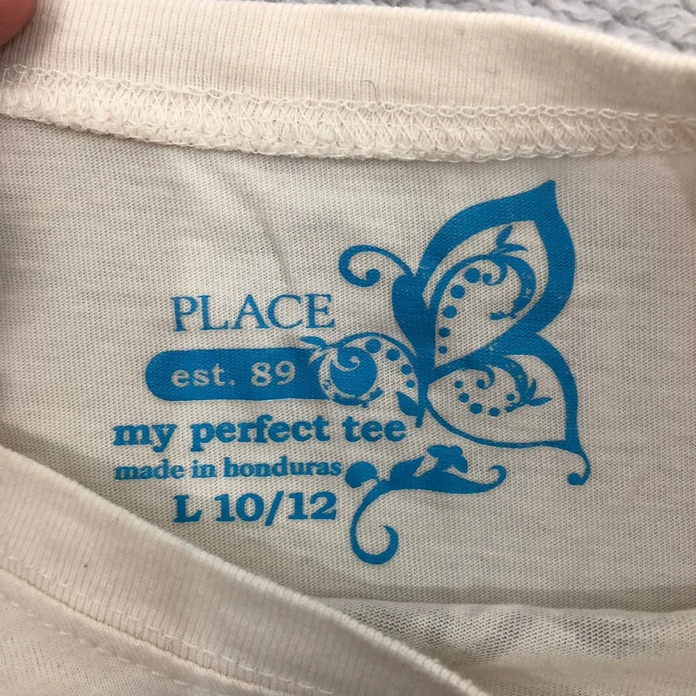 The‎ Children's Place Horse Graphic Tee Girls L 10/12 Cream Glitter Floral L/S